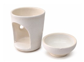 Hornito ceramico 2 piezas blanco rustico 
